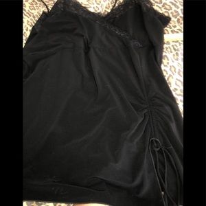Carducci X-Large black lace trimmed camisole adjustable shirred side w/ slit